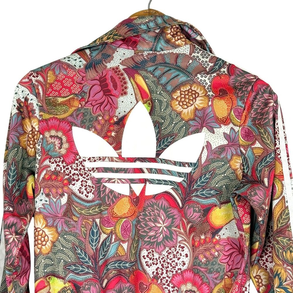 Adidas Fugiprabali Track Jacket XS Tropical Floral Toucan Print Zip Trefoil - Picture 6 of 10